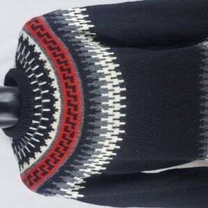 Vintage Peter England Aztec black & white mix blend XL pullover knit sweater